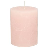 Stompkaars/cilinderkaars - licht roze - 7 x 9 cm - middel rustiek model - thumbnail