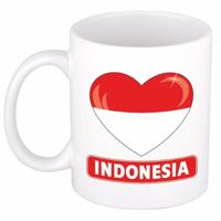 Hartjes vlag Indonesie koffiemok - drink beker - white - 300 ml - supporters