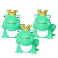 Rubber badeendje/kikker koning - 3x - Classic groen - badkamer fun artikelen - size 5 cm - kunststof