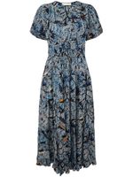 Ulla Johnson robe mi-longue Thelma à fleurs - Bleu