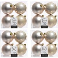Decoris Kerstballen - 16x st - licht parel/champagne - 10 cm - kunststof - kerstversiering