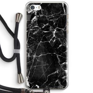 Zwart Marmer 2: iPhone 5 / 5S / SE Transparant Hoesje met koord
