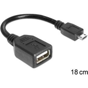 DeLOCK USB micro-B - USB 2.0-A, 0.18m USB-kabel 0,18 m Micro-USB B USB A Zwart