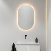 Badkamerspiegel Glow | 45x90 cm | Ovaal | Met omlijsting | Indirecte LED verlichting | Sensor button