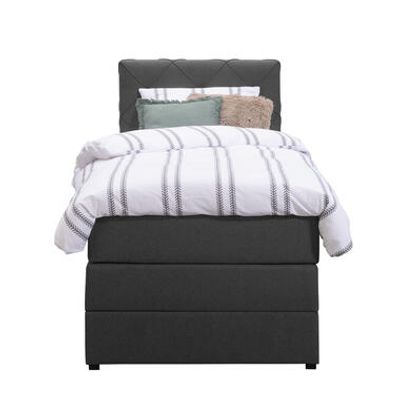 Boxspring met opbergruimte Liv geruit - antraciet - 90x200 cm - Leen Bakker
