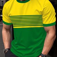 Bon&Bon Homme Men's Color-Block Striped Short Sleeve Casual T-Shirt Multicolor-7 / M