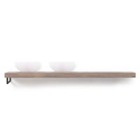 Looox Wooden Base Shelf solo L 200 cm, eiken old grey, handdoekhouders mat zwart - thumbnail