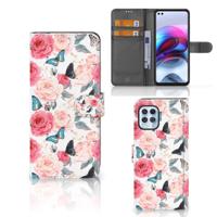 Motorola Moto G100 Hoesje Butterfly Roses | Portemonnee hoesje
