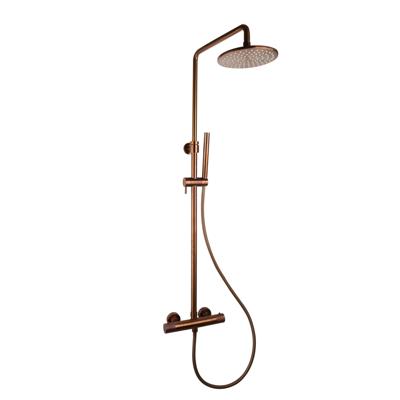 Regendoucheset Opbouw Sanilux Blair Thermostatisch Geribbelde Knop Douchekop 25 cm Brons Sanilux