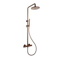 Regendoucheset Opbouw Sanilux Blair Thermostatisch Geribbelde Knop Douchekop 25 cm Brons Sanilux