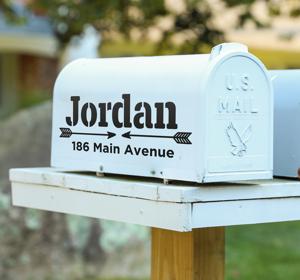 Aangepaste mailboxnaam en straat brievenbus sticker