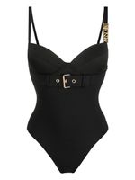 Moschino maillot de bain ceinturé à plaque logo - Noir