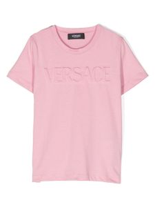 Versace Kids t-shirt en coton à logo embossé - Rose