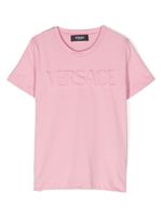 Versace Kids t-shirt en coton à logo embossé - Rose