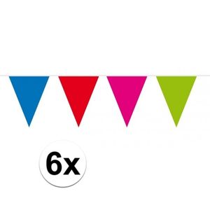 6x vlaggenlijn / slinger XXL meerkleurig 10 meter