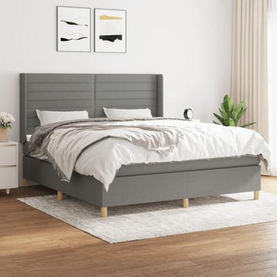 Boxspring met matras stof donkergrijs 160x200 cm