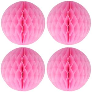 Papieren kerstballen - 4x - roze - 10 cm - kerstversiering