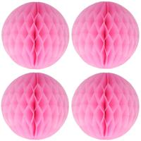 Papieren kerstballen - 4x - roze - 10 cm - kerstversiering