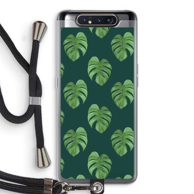 Monstera leaves: Samsung Galaxy A80 Transparant Hoesje met koord