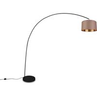 LED Vloerlamp - Trion Yavas - E27 Fitting - Voetschakelaar - Rond - Taupe - Metaal