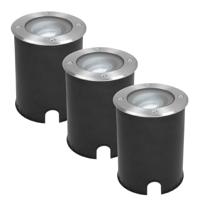 Set van 3 Lilly LED Grondspots - Dimbaar - Kantelbaar - GU10 - 6000K daglicht wit - 5 Watt 400 lumen - Rond - IK10 - RVS - IP67 waterdicht