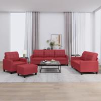 4-delige Loungeset met kussens fluweel wijnrood