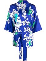 P.A.R.O.S.H. veste d'inspiration kimono à fleurs - Bleu