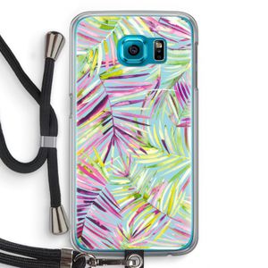 Tropical Palms Blue: Samsung Galaxy S6 Transparant Hoesje met koord