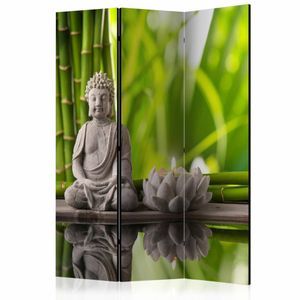 Vouwscherm - Boeddha, Meditatie  135x172cm gemonteerd geleverd, dubbelzijdig geprint (kamerscherm)