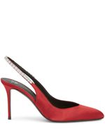 Giuseppe Zanotti escarpins en satin à ornements en cristal - Rouge - thumbnail