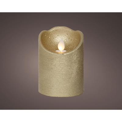 LED Waving kaars wax goud Ø7,5xH10cm