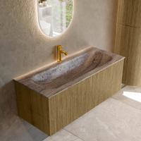 Badmeubel Mondiaz Kurve-Dlux | 110 cm | Meubelkleur Dusk | Wastafelkleur Oza | Solid surface | Wasbak midden spoelbak | 1 kraangat