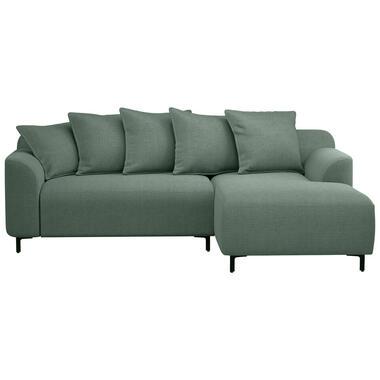 Bank Elsa met chaise longue rechts - stof Eden - saliegroen - Leen Bakker