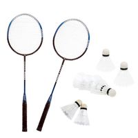 Badminton set zilver/blauw met 8x shuttles en opbergtas - Badmintonsets - thumbnail