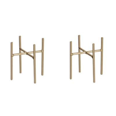 Mica Decorations - 2x - bloempot plantenpot standaard / verhoger - goud - B8.5 x H9 cm - metaal