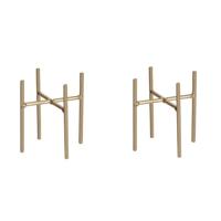 Mica Decorations - 2x - bloempot plantenpot standaard / verhoger - goud - B8.5 x H9 cm - metaal