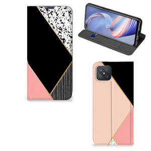 OPPO Reno4 Z 5G Stand Case Zwart Roze Vormen