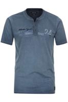 Casa Moda Casual Fit T-Shirt Henley kraag blauw, Effen