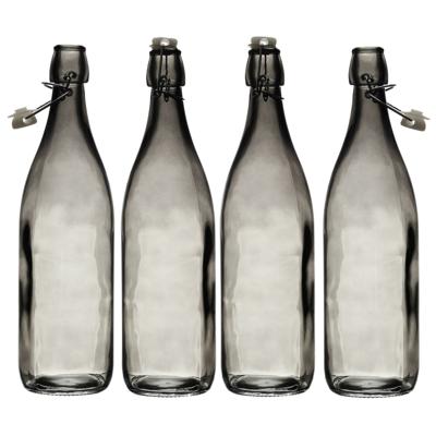 Home Deco Factory Beugelfles/weckfles - 4x - glas - transparant - luchtdicht - 1.0 liter - waterfles