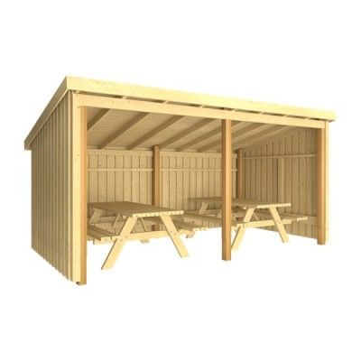 Houten Overkapping Met 2 Picknicktafels
