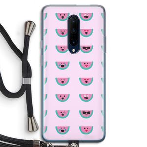 Smiley watermeloenprint: OnePlus 7 Pro Transparant Hoesje met koord
