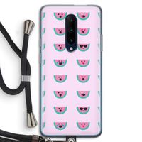 Smiley watermeloenprint: OnePlus 7 Pro Transparant Hoesje met koord