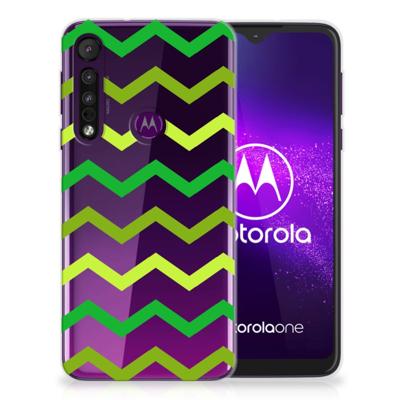 Motorola One Macro | TPU bumper | Zigzag Groen