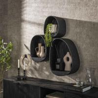 LifestyleFurn Wandplank Doria Metallic, Set van 3 stuks - Grijs - thumbnail