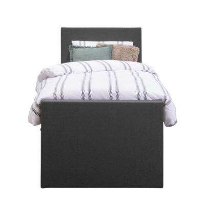 Leen Bakker - Boxspring Met Voetbord Liv Egaal - Antraciet - 90x200 Cm - Vierkante Poot - Stof - Grijs