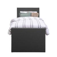 Leen Bakker - Boxspring Met Voetbord Liv Egaal - Antraciet - 90x200 Cm - Vierkante Poot - Stof - Grijs