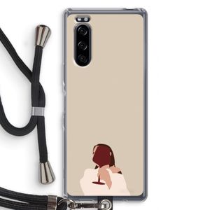 I drink wine: Sony Xperia 5 Transparant Hoesje met koord