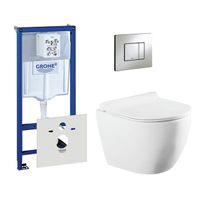 QeramiQ Salina toiletset met inbouwreservoir inclusief compacte wandcloset en mat chromen bedieningsplaat 0720002/0729205/sw258541/ - thumbnail