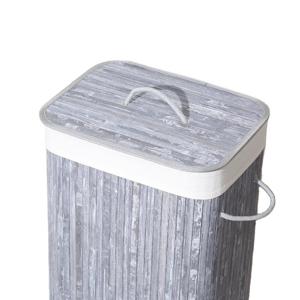 Homestyle Pro rechthoekige bamboe wasmand 40x30x60 cm grijs/wit