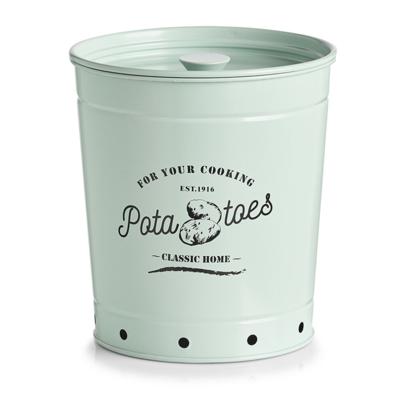 Zeller Aardappelbak - met deksel - metaal - mintgroen - 20 x 21 cm - 6.5L